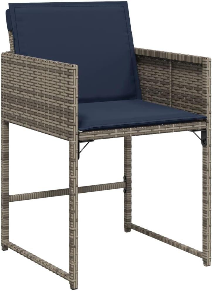 vidaXL Patio Chairs with Cushions 4 Pcs, Armchair with Foldable Backrest, Outdoor Seating for Garden Balcony Backyard, Gray Poly Rattan