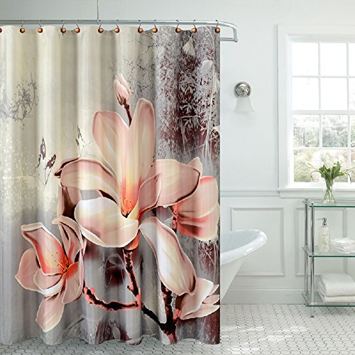 BH Home & Linen Fancy Garden Rose Fabric Shower Curtain 70