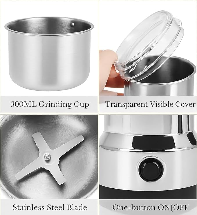 Image of Electric Grinder NM-8300 | 150W Stainless Steel Coffee, Spice & Dry Food Grinder | Portable Kitchen Blender Machine with Sharp Blade