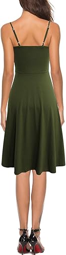 Miniatura 2 de Women's Casual Summer Beach Flattering Flowy A-Line Spaghetti Straps Solid Cotton Button Down Midi Sundress