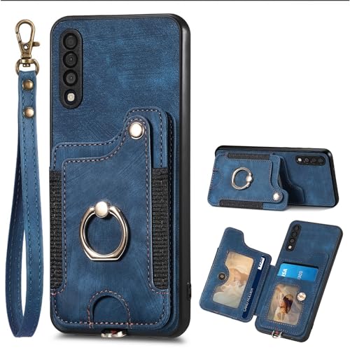 Étui portefeuille Samsung A50 antichoc avec porte-cartes et dragonne amovible