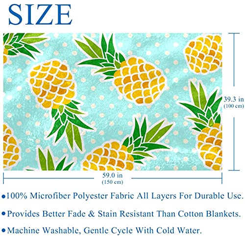 Couverture ananas bleu imprimé moderne plaid doux chaud 150x100 cm - 6