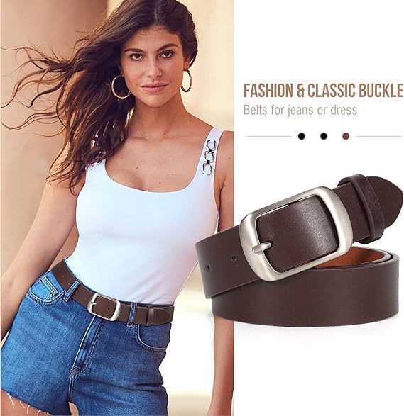 VONMELLI 2 Packs Women Leather Belts for Jeans Fashion Leather Ladies Waist Belt - Image 2