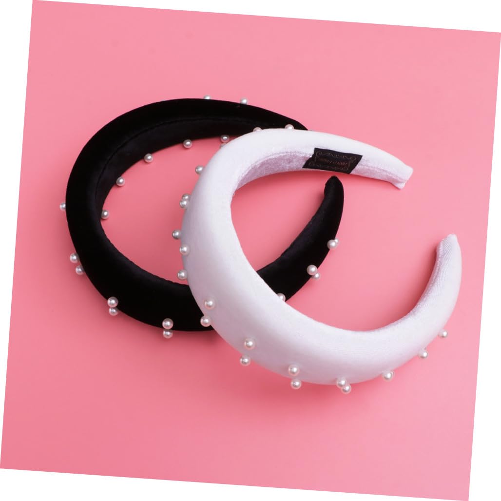 Beaupretty 4piezas Diadema De Perlas Para Mujer De Negro y Accesorio De Moda Para Fiestas y Eventos