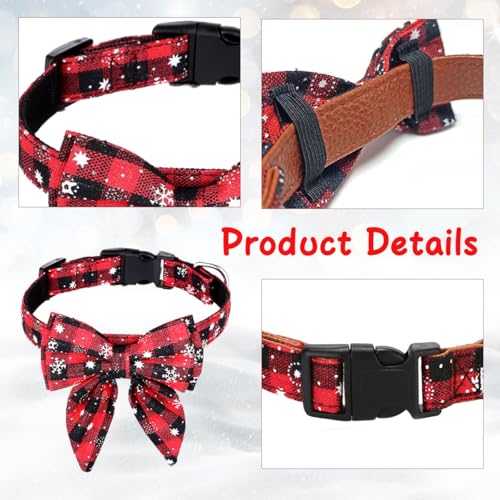 Hundehalsband Weihnachten, 1 Stück Weihnachtshalsband Hund, Fliege Hund Weihnachten,Niedliches Karomuster, Hunde Weihnachtskostüm, Haustier Halsband für Klein Mittlere Groß Hunde Katzen Welpen(M)