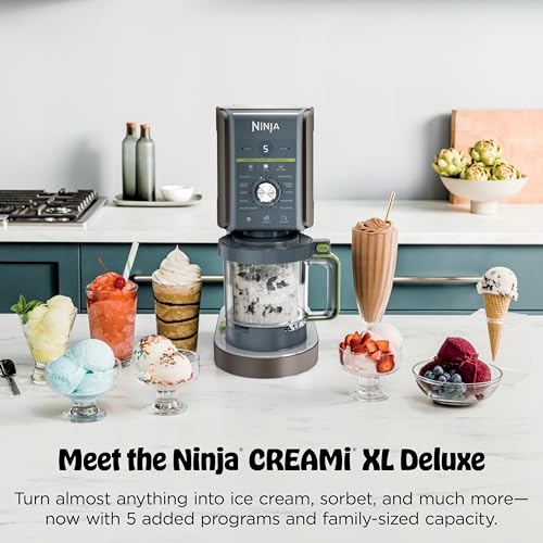 Image of Ninja CREAMi Deluxe Ice Cream Maker | 11-in-1 Create Frozen Desserts, Sorbet, Milkshakes, Yogurt & More | Includes 2 Dishwasher Safe XL 24 Oz. Tubs with storage lids | Blue | NC501ND