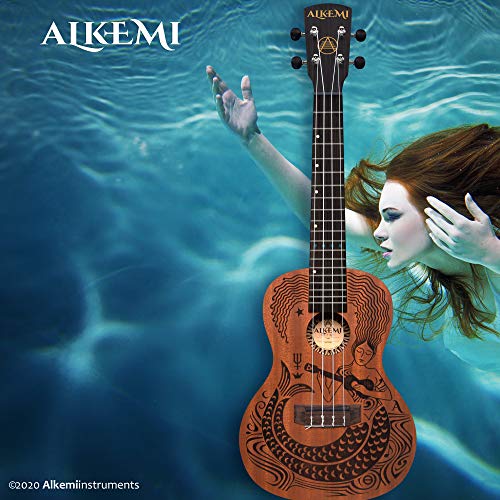 Alkemi-Concert-Ukulele-23-Etched-Mermaid-All-Mahogany-with-Gigbag