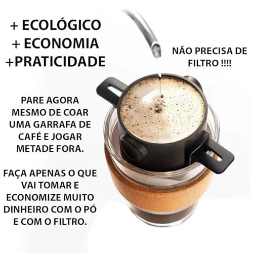 Mini coador filtro de café individual inox lavável portátil reutilizável chá drip