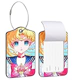 Luggage Tag for Suitcases Bag Baggage Travel Tags Identifiers Unique Anime Cartoon Girl Large Leather Name Luggage ID Tags for Kids Women Girls XLP0712-15
