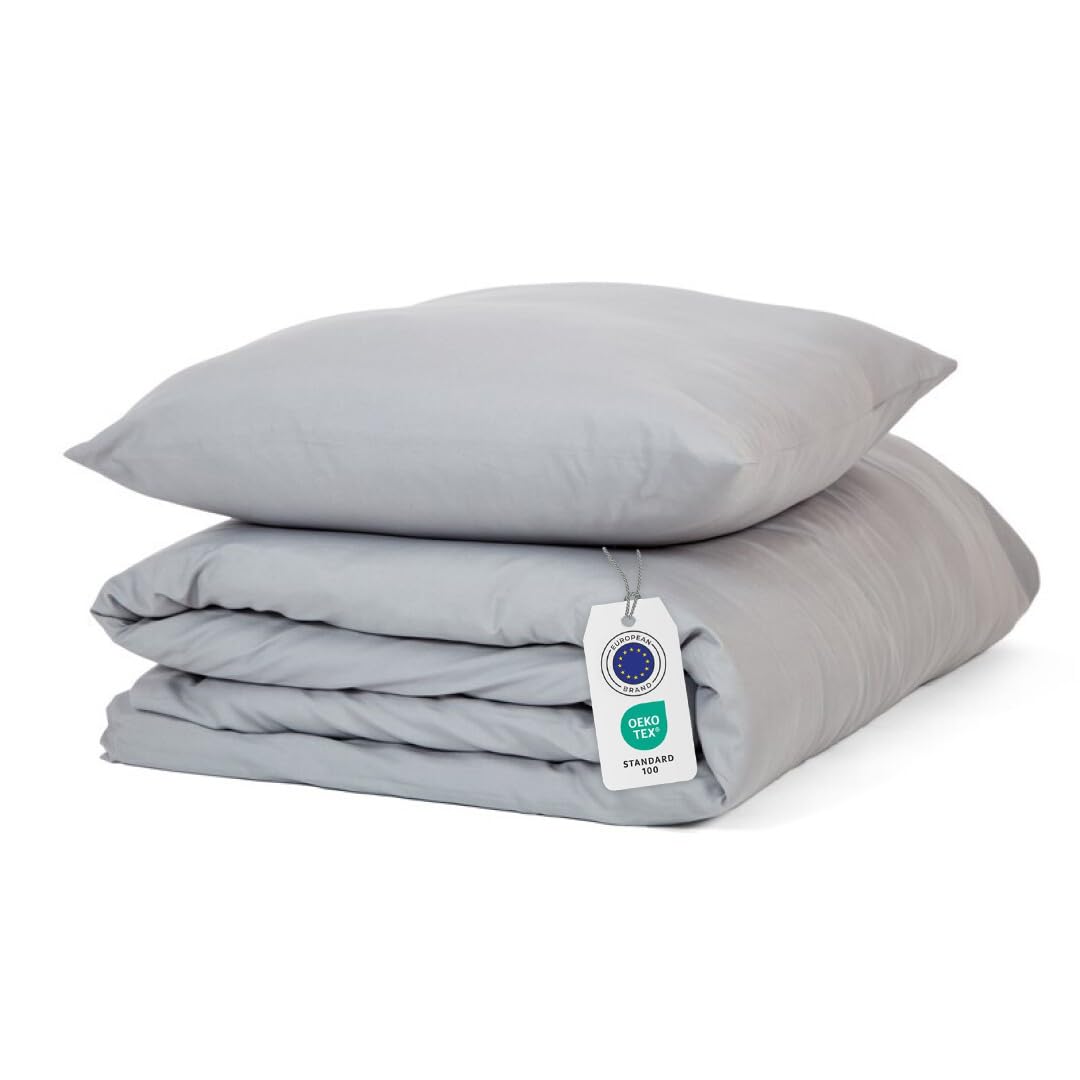 HOME SOLAZZIA Funda Nordica Cama 90/105 cm, Funda Edredón Transpirable Suave al Tacto 100% Microfibra Juego de Funda Edredon 150x220 cm y Funda de Almohada 55x55 cm (Gris)