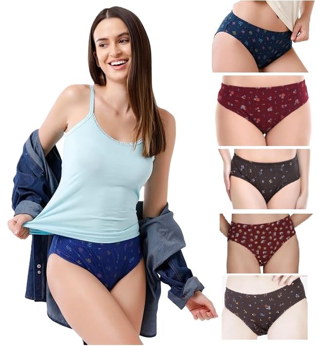 nuovva Women Cotton Underwear Combo Pack of 6 | 100% Soft Cotton Hipster Panties for Women | Breathable Floral Printed Ladies Innerwear | Stretchable Comfortable Everyday Wear Panty-picture-31