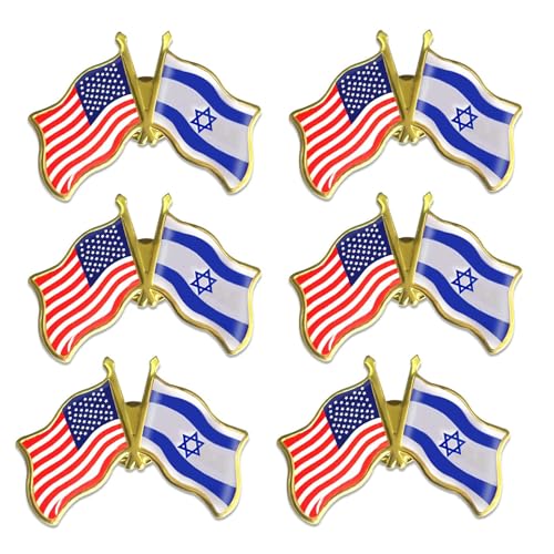 6/Pack-American US Israel Friendship Flag Pins Bulk -1.5 Patriotic USA Support Israeli jewish flag Pins Badge Souvenir - I Stand with Israel