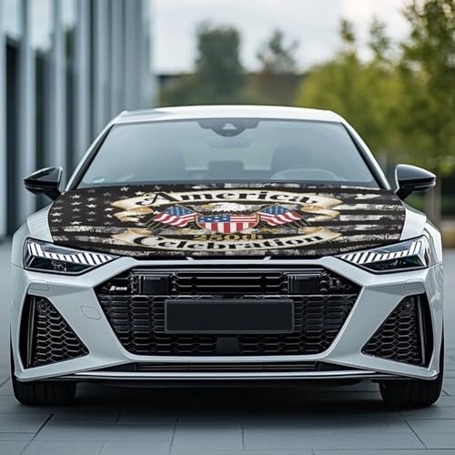Image of 250th Anniversary Eagle Car Hood Cover Sunshade Windshield Hood All Season Protection Outdoor Foldable Protective Cover, Universal for Cars