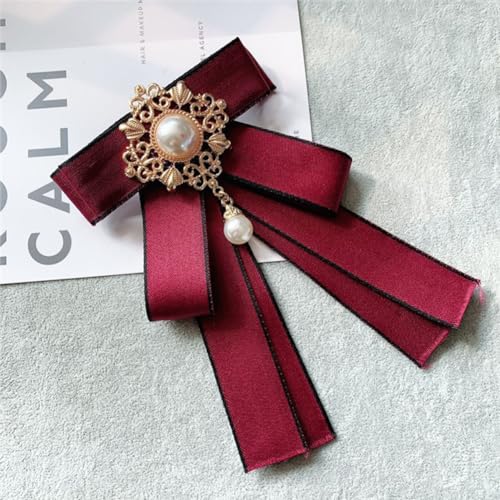 Image of Rhinestone Retro British Style Pre-tied Adjustable Fabric Ribbon Bow Tie for Women Men Uniform Necktie Bownot
