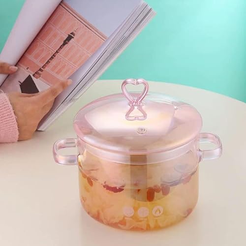 Miniatura 3 de BESTonZON Olla transparente para fruta, olla grande para cocinar mantequilla, olla para derretir olla pequeña con tapa, calentador de alimentos,
