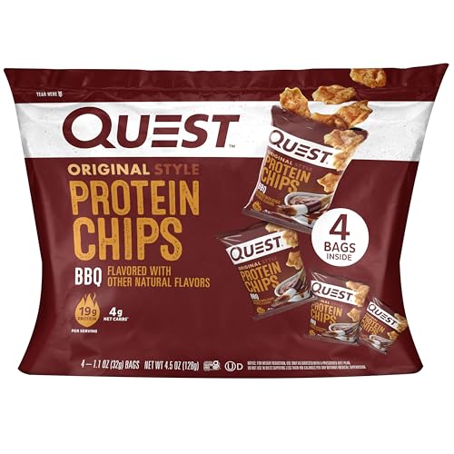 Image of Quest Nutrition BBQ Protein Chips, 19g Protein, 4g Net Carb, Low Carb, Gluten Free, 1.1 oz, 4 count