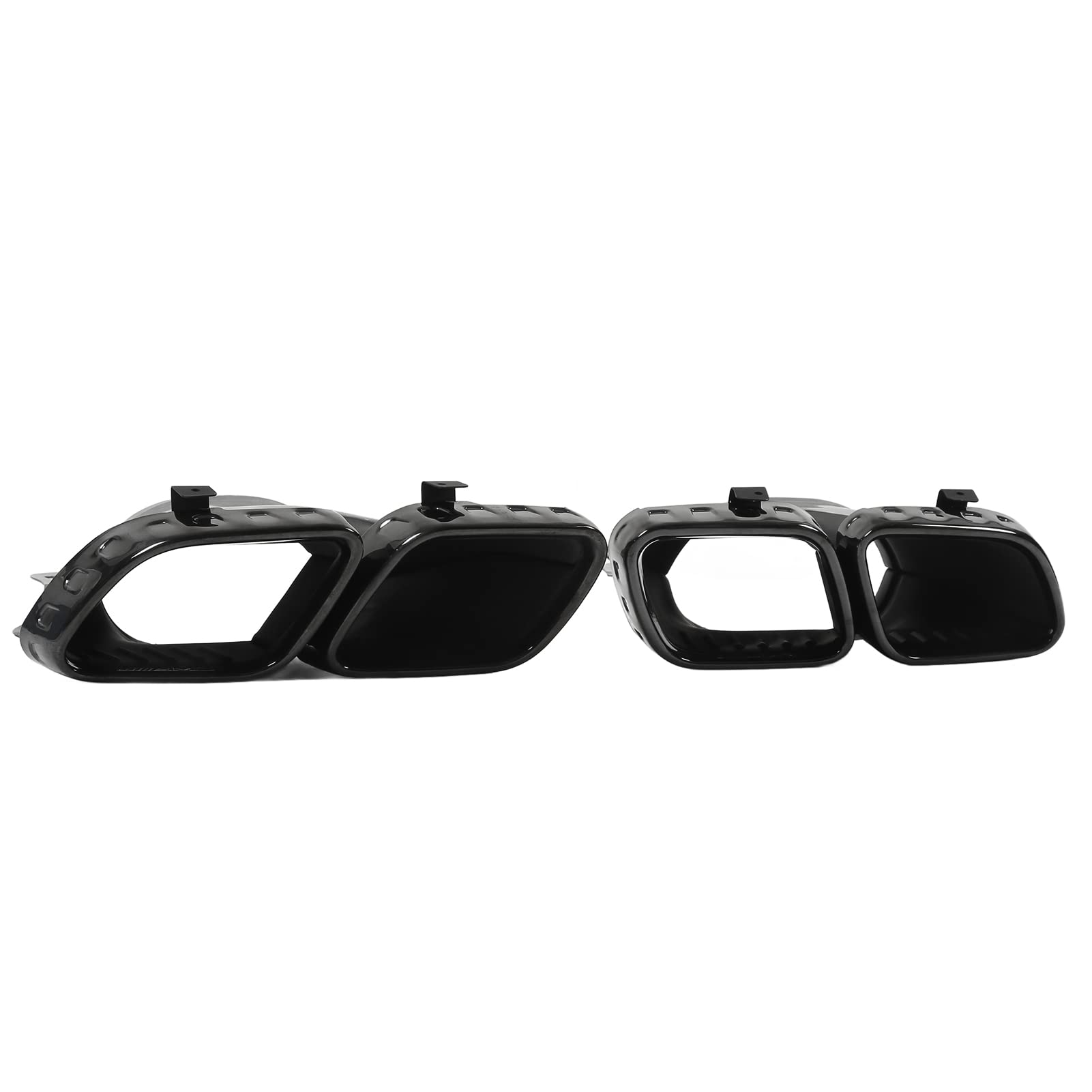 Cadres De Sortie D'échappement Pour Mercedes GLE/GLC/GLS (2020) - 2 Pièces En Acier Inox, Finition Argent Brillant. Transformation Double Vers Quadruple Sortie.
