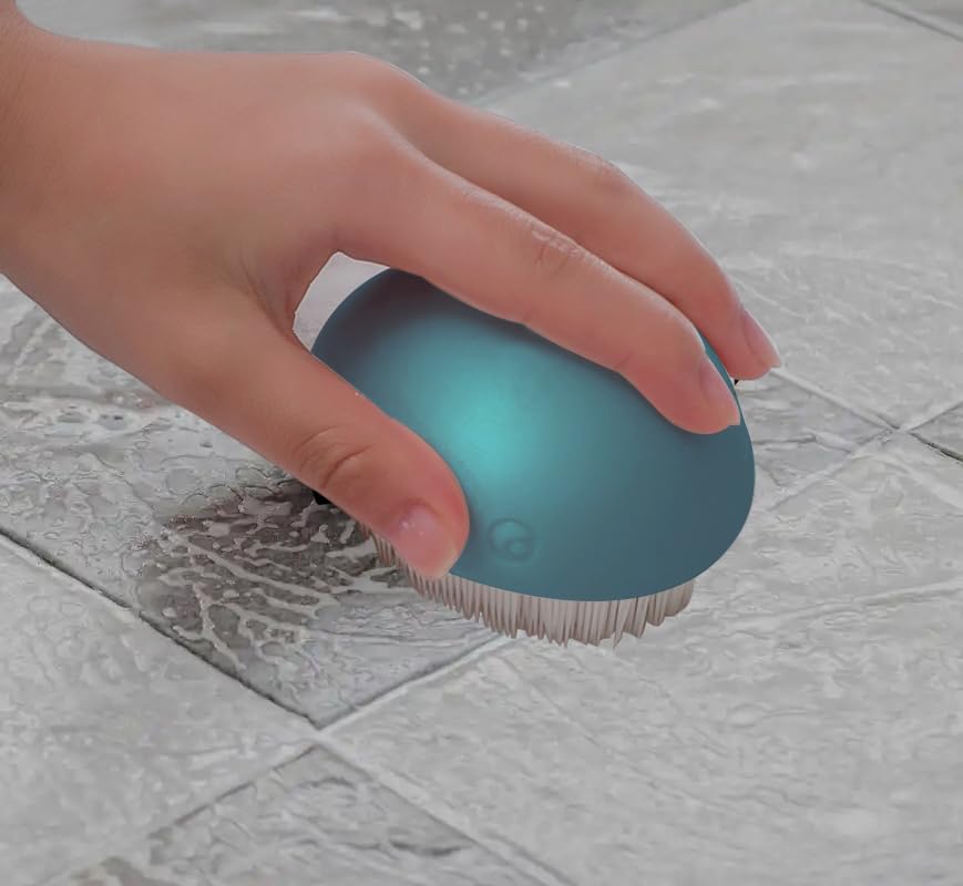 Image of Cute Whale Shaped Scrub Brush for Clothes Carpets, Cleaning Brush for Household,PE one-time molding bristles,No Shedding of bristles,Teal