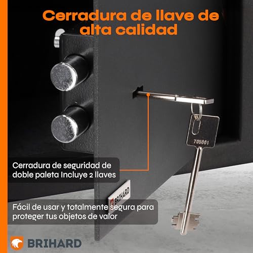 Caja fuerte metálica de 20L con llave para guardar documentos A4 y dinero en casa 4