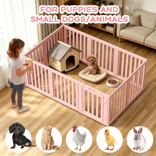 Image of Dog Playpen Indoor,Puppy Playpen,Pink 23.6 inch H,10 Panels | Dog Play Pen Indoors with Open View,Tool-Free Setup,Multi-Shape Setup,Dog Pen for Dogs,Cats & Puppies