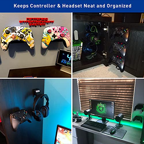 Controller Stand Wall Holder Mount For Xbox One Ps4 Pro - Pack Of 2 Oaprire Acrylic Video Game Controller Accessories With Cable Clips - Black #TOP2
