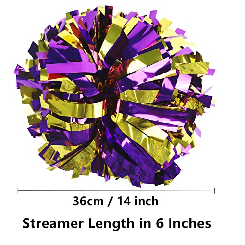 GUIFIER 2 Pack 6 Inches Metallic Cheerleading Pom Poms, Cheer Pom Pom with Baton Handle - Image 2