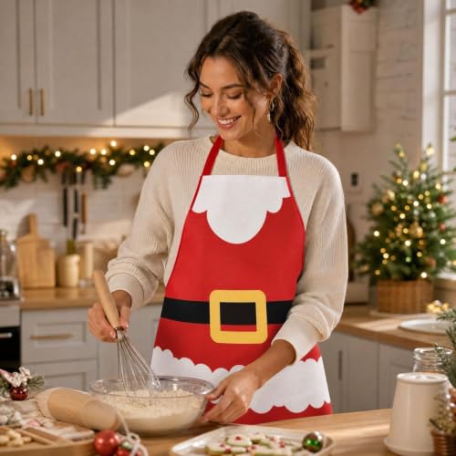 Santa Claus Style Cute Christmas Aprons for Women Men Adult Bibs 29×24'' - image 4