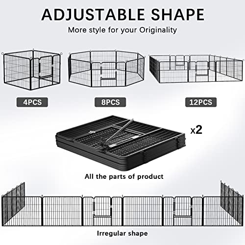PUKAMI Dog Fence for The Yard, 24 Panels 24/32/40 Height x32 inch Width,Puppy Playpen for Small Medium Dog Portable Dog Playpen Exercise Pen for Indoor Outdoor,Pet Playpen Fence for Yard,RV,Camping