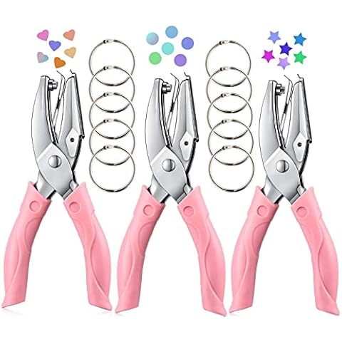 Pack of 3 Handheld Hole Punch Pliers Metal Paper Hole Punch Pliers One Hole Punch Pliers for Paper Cards Scrapbook Notebook Card Making Photo Test Badges DIY Craft Punch Paper Cover