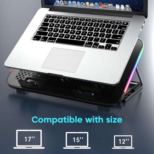 Image of Sounce Snowstorm Pro Laptop Cooling Pad | 6 High-Speed Fans | 7 RGB Modes | Adjustable Height | Quiet 1800-2400 RPM Operation | Dual USB Ports | Fits Laptops up to 17.3 Inches