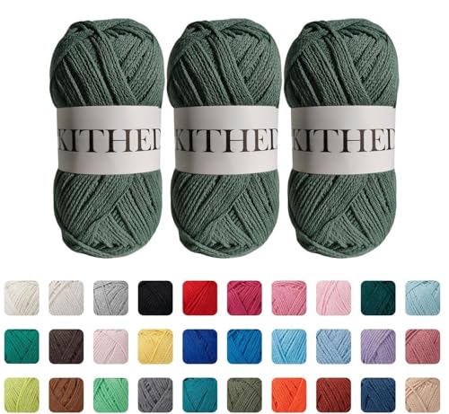 Image of Cotton Yarn,10.5oz,526yard,3 Pack ,Soft Yarn for Crocheting and Knitting (11 Matcha Green)