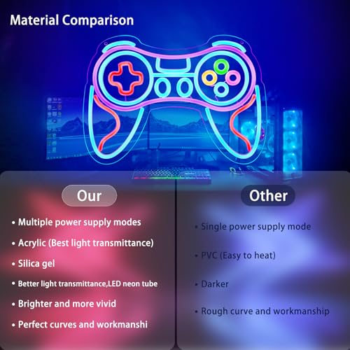 Image of Gamer Neon Sign for Bedroom Decor -Game Controller for Game Room Decoration,USB Lights Led Gaming Neon for Teen Boy Room Decor -Best Gamer Gifts for Boys Kids (16.5 * 11.4in)
