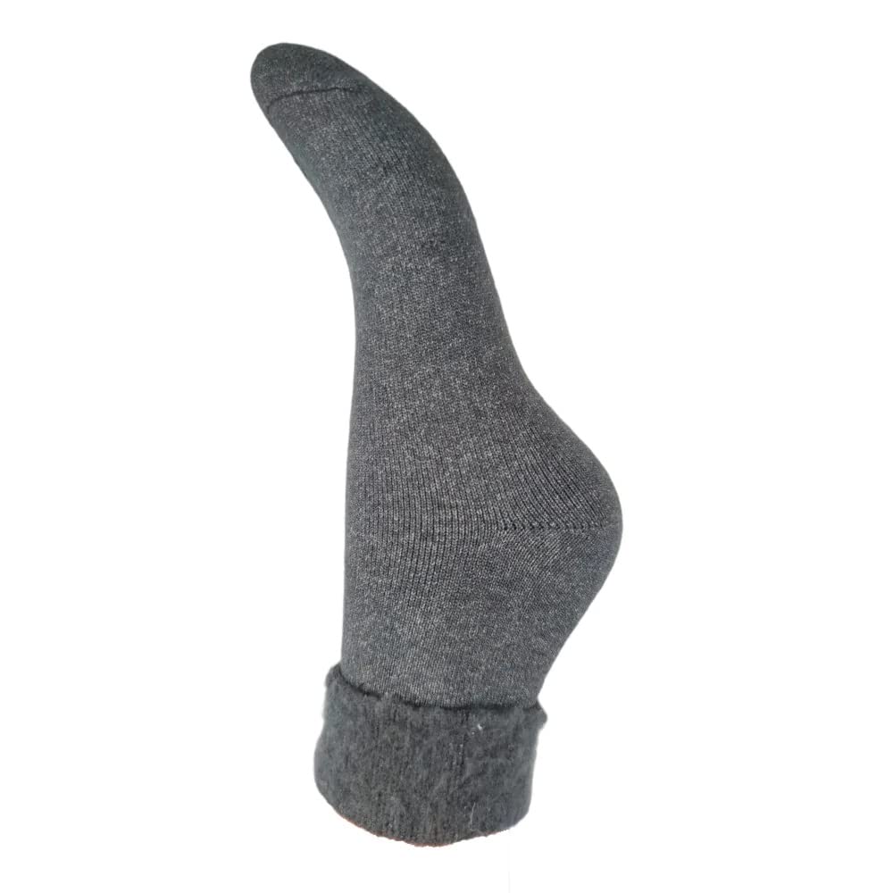 Joya Luxurious Cuff Wool Blend Soft Socks UK 4-7 EU 36-40 Dark Grey