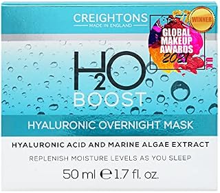 Creightons H2O Boost Hyaluronic Overnight Mask (50ml) - With Hyaluronic Acid, works overnight to improve skins elasticity & intensely hydrate. Vegan Friendly. Cruelty Free.