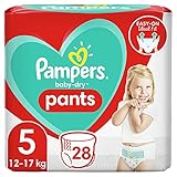 Pampers Baby-Dry Pants 5, 28 Höschenwindeln, Einfaches An- und Ausziehen, Zuverlässige Pampers Trockenheit, 12-17kg