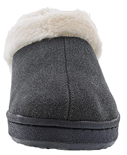 Clarks Indoor and Outdoor Grey Slipper Cozy Wool Mule Slip-On Fur Lined Clogs (Grey Cow Suede, 9)3