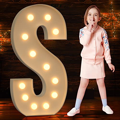 Tongjoy Marquee Light Up Letters, 4FT Marquee Letters, Large Light Up Letter for Party Decor, Large Marquee Letters, Cardboard Letter for Birthday Engagement Party Decorations, Giant Letter S