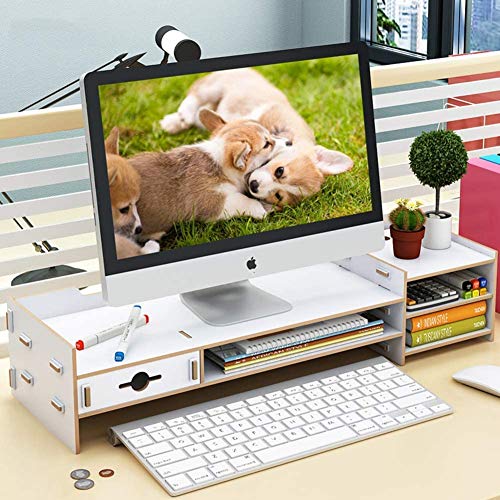 DROZIP Bamboo Wood Monitor Stand Computer, Desk Storage, Laptop Stand Riser 2 Tiers with Drawer Storage Desktop Organizer Save Space for Office || Multicolor DROZIP Bamboo Wood Monitor Stand Computer, Desk Storage, Laptop Stand Riser 2 Tiers with Drawer Storage Desktop Organizer Save Space for Office || Multicolor