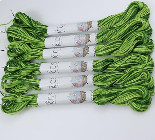 Image of KCS Big skeins of 25 Meters Size 25 Color Variegated Cross Stitch Stranded Threads,6 skeins,92