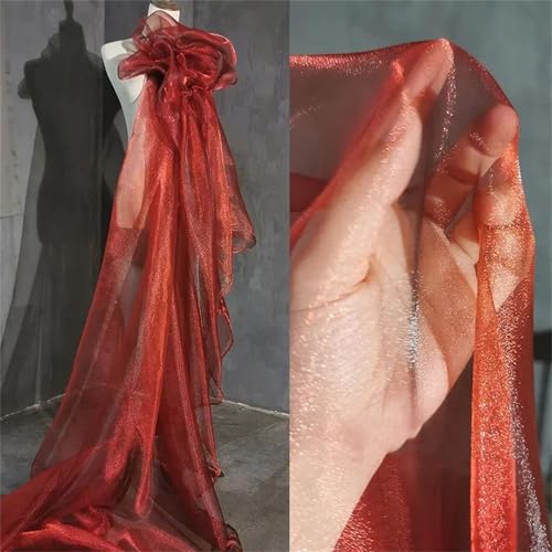Tissu organza rouge vin à paillettes cristal de 150 cm pour couture