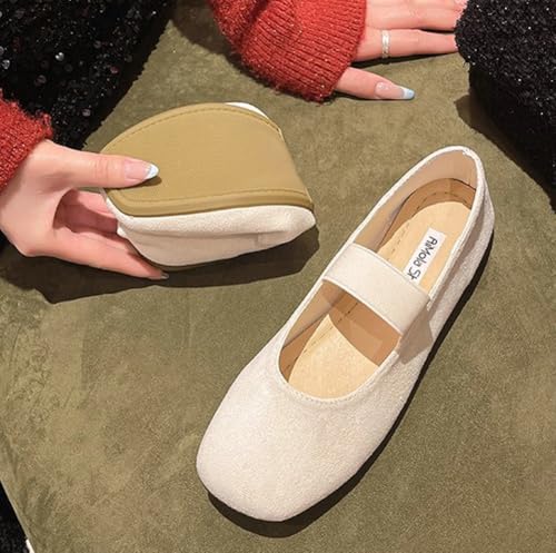 Niction Mary Jane Shoes for Women Faux Suede Women's Ballet Flat Shoes Round Toe Slip on Office Walking and Dressy Party Wedding3