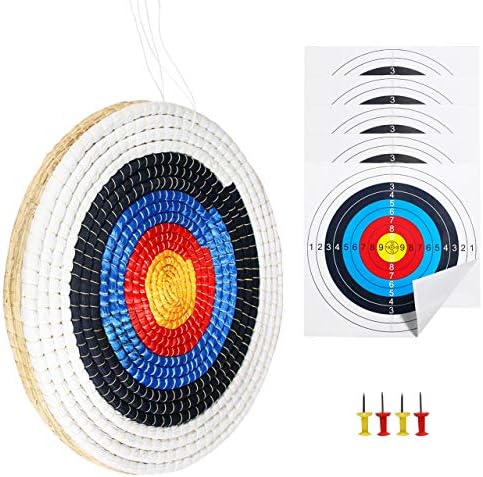 SinoArt Traditional Solid Straw Round 3 Laryes Hand-Made Archery Target Face for Recurve Bow Longbow Shooting Practice with 5 Paper Target Face