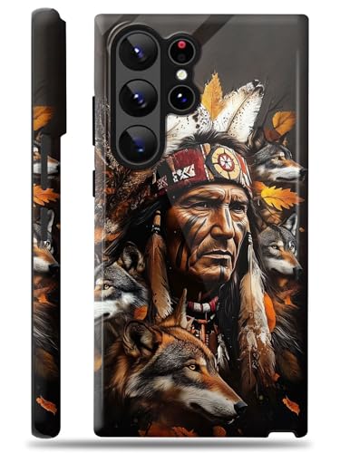 for Samsung Galaxy S22 Ultra Case with Screen Protector, Magnetic Wireless Charging, Military Grade Shockproof Dual Layer Cover for Samsung S22 Ultra, Native American Chief