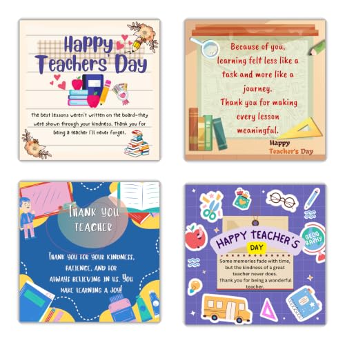Image of Teachers Day Themed Fridge Magnets|Set of 4 Pcs|3X3 Inch|Glossy|Durable|No Colour Fade Lifetime|Waterproof Gifts for Teacher Day|2026