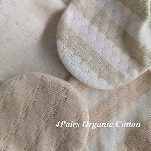 Organic Baby Mittens Newborn Glove No Scratch for Infants Unisex 4 Pairs Soft - Thumbnail 4