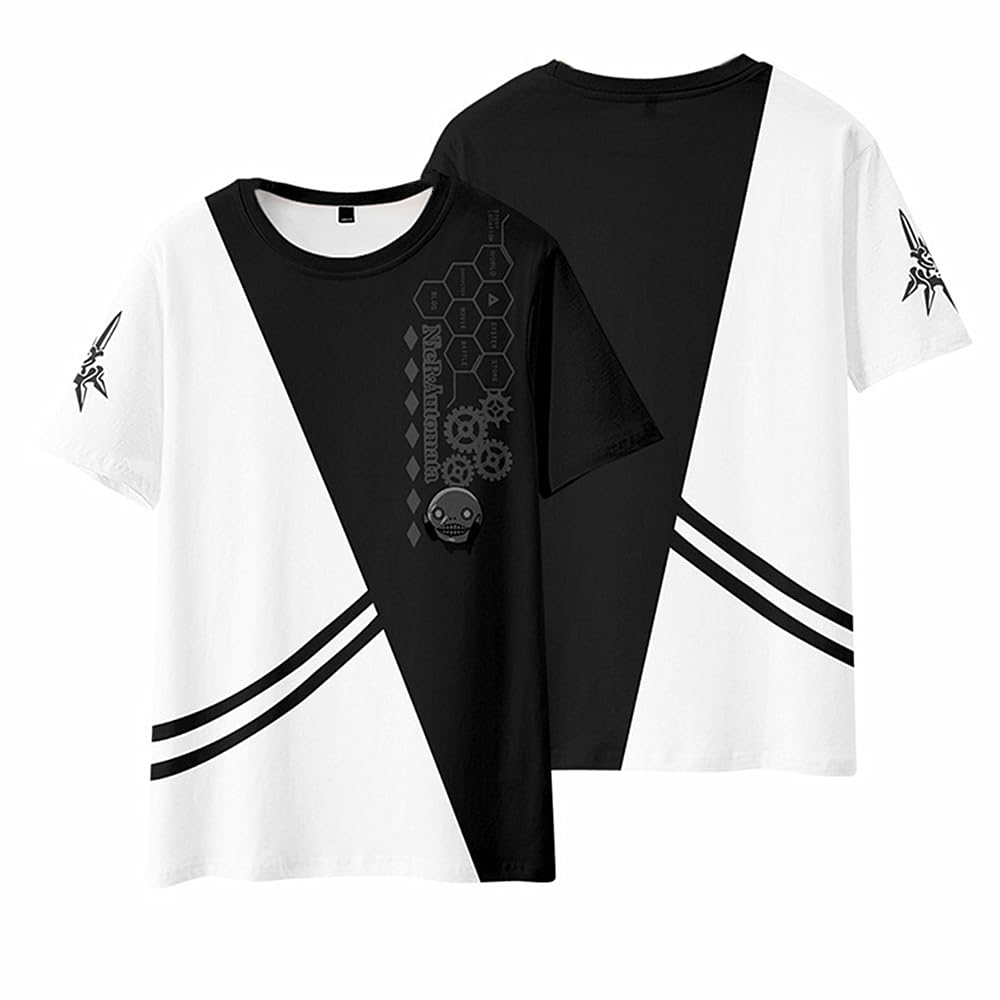 Charous Unisex White 2 Anime Game Nier:automata Yorha No.2 Type B Cartoon Digital Printing T-Shirt Used For Manga 2B Fans Cosplay Gift
