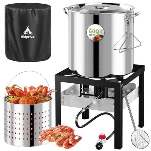 Hidpriva Stainless Steel 60QT Crawfish Boiler with Cover