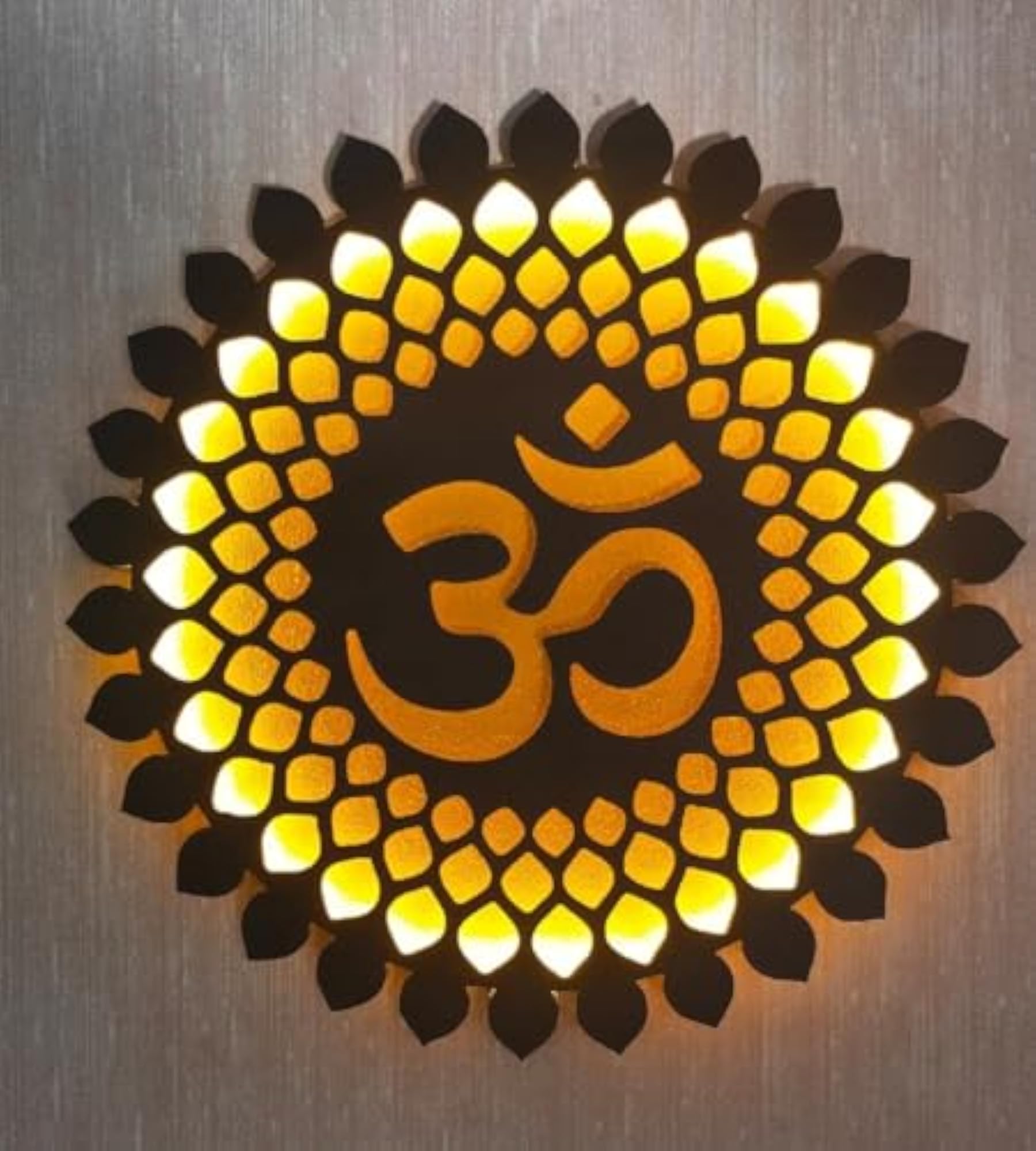 Wood Om Mandala Wall Font Lid LED Light Wall Decor