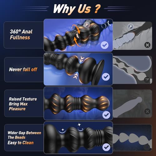 Image of BEISAR 360Rotating Anal Beads Prostate Massager, Anal Vibrator Anal Toys Butt Plug 10 Vibrating Suction Cup Anal Plug Male Sex Toys for Men Women Adult Toys Gradual Bead Anal Trainer S&M Whips