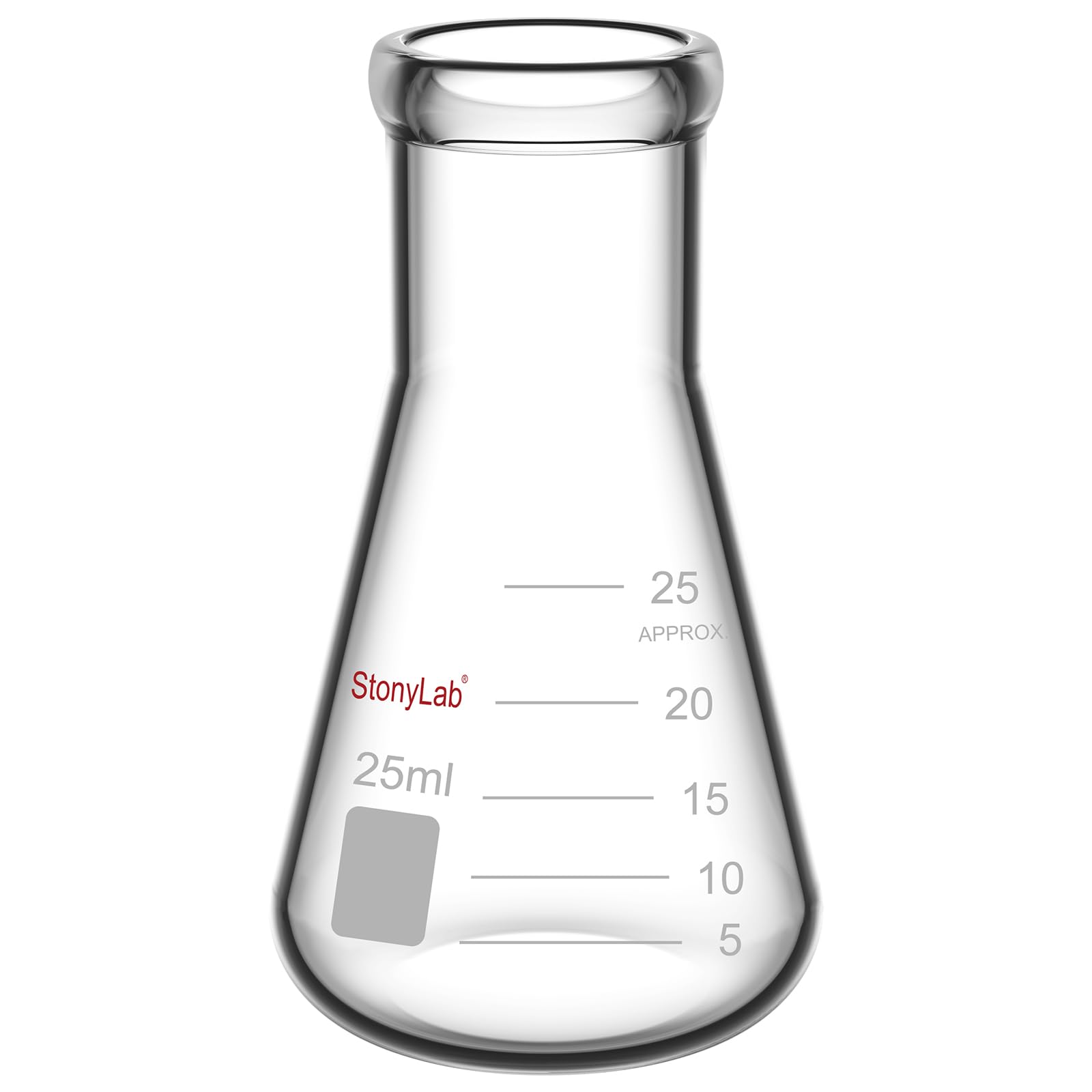 stonylab 1-Pack Glass 50 ml Heavy Wall Narrow Mouth Erlenmeyer Flasks with Heavy Duty Rim - (50ml Fits with StonyLab 4# Rubber Stopper) — Amazon image 12